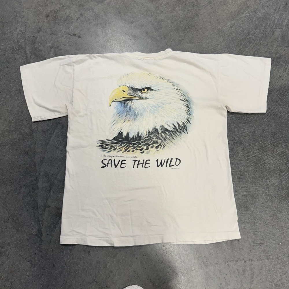 Vintage Bald Eagle Save The Wild T-Shirt 90's One Planet USA Outdoor Large